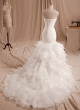 Luxury Stunning Mermaid Fitted Strapless Wedding Dresses-Dbrbridal