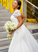 Luxury V-neck Lace Mermaid Fitted Wedding Dresses-Dbrbridal