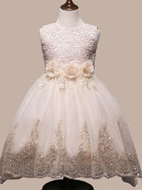 Manadlian Child Girls Sequined Strapless Long Organza Princess Girl Dress-Dbrbridal