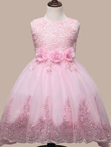 Manadlian Child Girls Sequined Strapless Long Organza Princess Girl Dress-Dbrbridal