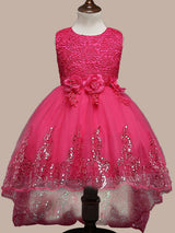 Manadlian Child Girls Sequined Strapless Long Organza Princess Girl Dress-Dbrbridal