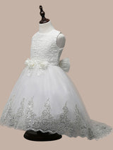 Manadlian Child Girls Sequined Strapless Long Organza Princess Girl Dress-Dbrbridal