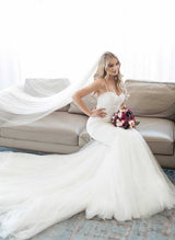 Mermaid Fitted Elegant Sweetheart Wedding Dresses Beaded-Dbrbridal