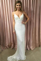 Mermaid Glamorous Spaghetti-Strpas Sleeveless Prom Dresses-Dbrbridal
