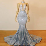 Mermaid Halter Sleeveless Floor-Length Formal Dresses-Dbrbridal