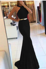 Mermaid New Arrival Halter Sleeveless Prom Dresses With Sash-Dbrbridal