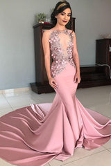 Mermaid Strapless Jewel Appliques Chic Prom Dresses Glamorous Long Evening Dresses With Chapel Train-Dbrbridal
