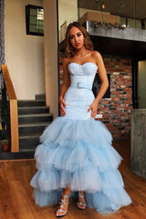 Mermaid Sweetheart Floor Length Tulle Paillette Prom Dress-Dbrbridal