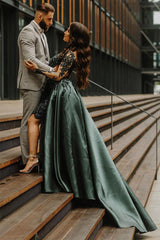 Mermaid Sweetheart Long Long Sleeve Appliques Lace With Side Train Prom Dresses-Dbrbridal