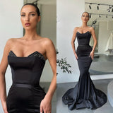 Modern Black Mermaid Long Ball Dresses Beadings-Dbrbridal