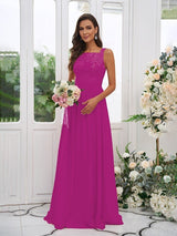 Modern Chiffon Applique Square Sleeveless Bridesmaid Dresses-Dbrbridal