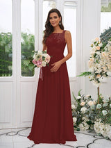 Modern Chiffon Applique Square Sleeveless Bridesmaid Dresses-Dbrbridal