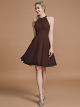 Modern Chiffon Knee-Length Sleeveless Scoop Bridesmaid Dresses-Dbrbridal