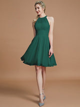 Modern Chiffon Knee-Length Sleeveless Scoop Bridesmaid Dresses-Dbrbridal