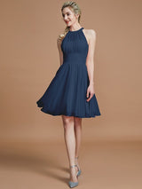 Modern Chiffon Knee-Length Sleeveless Scoop Bridesmaid Dresses-Dbrbridal