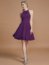 Modern Chiffon Knee-Length Sleeveless Scoop Bridesmaid Dresses-Dbrbridal