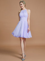 Modern Chiffon Knee-Length Sleeveless Scoop Bridesmaid Dresses-Dbrbridal