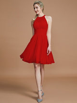 Modern Chiffon Knee-Length Sleeveless Scoop Bridesmaid Dresses-Dbrbridal