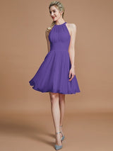 Modern Chiffon Knee-Length Sleeveless Scoop Bridesmaid Dresses-Dbrbridal