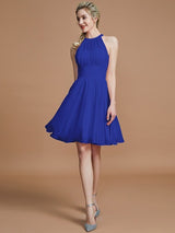 Modern Chiffon Knee-Length Sleeveless Scoop Bridesmaid Dresses-Dbrbridal