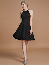 Modern Chiffon Knee-Length Sleeveless Scoop Bridesmaid Dresses-Dbrbridal