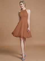 Modern Chiffon Knee-Length Sleeveless Scoop Bridesmaid Dresses-Dbrbridal