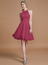 Modern Chiffon Knee-Length Sleeveless Scoop Bridesmaid Dresses-Dbrbridal