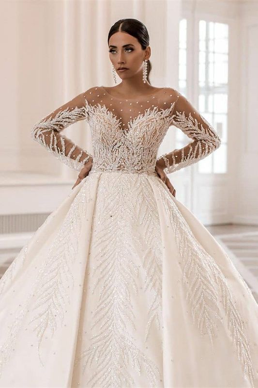 modern ball gown wedding dresses White Satin Ball Gown Wedding Dress High Collar,... From Weddingteam, $124.63