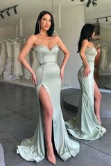 Modern Mermaid Long Prom Dress With Side Slit Sweetheart-Dbrbridal