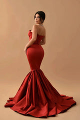Modern Rust Mermaid Evening Dress Sweetheart Long Ruffle Bottom-Dbrbridal