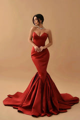 Modern Rust Mermaid Evening Dress Sweetheart Long Ruffle Bottom-Dbrbridal