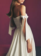 Modern Sexy Satin Off The Shoulder A Line Wedding Dresses-Dbrbridal