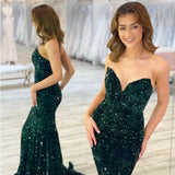 Modest Long Mermaid Sequined Sleeveless Prom Dress-Dbrbridal