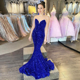 Modest Long Mermaid Sequined Sleeveless Prom Dress-Dbrbridal