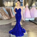 Modest Long Mermaid Sequined Sleeveless Prom Dress-Dbrbridal