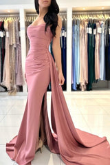 Modest Long Modest Sleeveless Dusty Pink With Split Online-Dbrbridal
