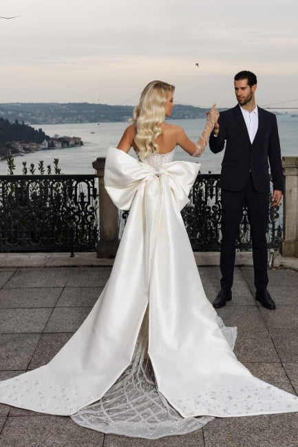 strapless sweetheart mermaid wedding dress Elegant Strapless Sweetheart Mermaid Wedding Dress Plus Size Size 28W