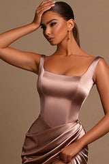 Modest Straps Sleeveless Mermaid Prom Dresses Long Split Online-Dbrbridal