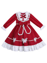 Navy Blue Designed Neckline Tulle Long Sleeves Short A-Line Bows Kids Party Dresses-Dbrbridal