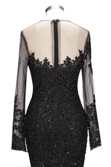 New Arrival Black Long Sleevess Lace Mermaid Prom Dress Sequins Long-Dbrbridal