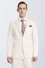 New Arrival Cream Slim Fit Prom Suits Notch Lapel Casual Leisure Suits for Men-Dbrbridal