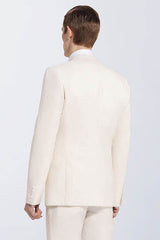 New Arrival Cream Slim Fit Prom Suits Notch Lapel Casual Leisure Suits for Men-Dbrbridal