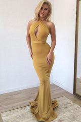 New Arrival Ginger Halter Keyhole Mermaid Long Prom Dresses Online-Dbrbridal