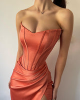 New Arrival Long Mermaid Strapless Evening Party Gowns-Dbrbridal