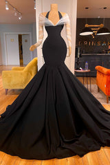 New Arrival Long Sleeves Halter Mermaid Evening Party Gowns With Ruffles Long-Dbrbridal