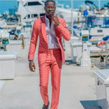 New Arrival Peach Shawl Lapel Two-Piece Slim Fit Bespoke Mens Prom Outfits-Dbrbridal