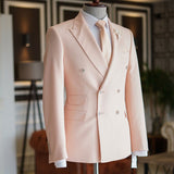 New Arrival Pink Peaked Lapel Double Breasted Bespoke Prom Suits For Men-Dbrbridal
