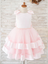 New Jewel Neck Sleeveless Sash Pink Kids Party Dresses-Dbrbridal