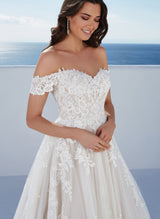 Off-The-Shoulder Ball-Gown Lace Wedding Dresses Tulle-Dbrbridal