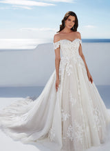 Off-The-Shoulder Ball-Gown Lace Wedding Dresses Tulle-Dbrbridal